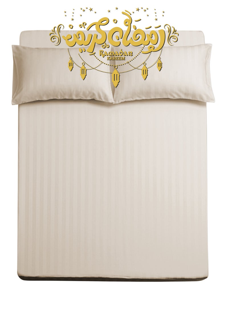 Master Home Textile طقم ملاءات كوين من الألياف الدقيقة مكون من 3 قطع، ملاءة مرنة مقاس 160 × 200 + 30 سم بتصميم خطوط فندقية بحجم كوين - Image 1